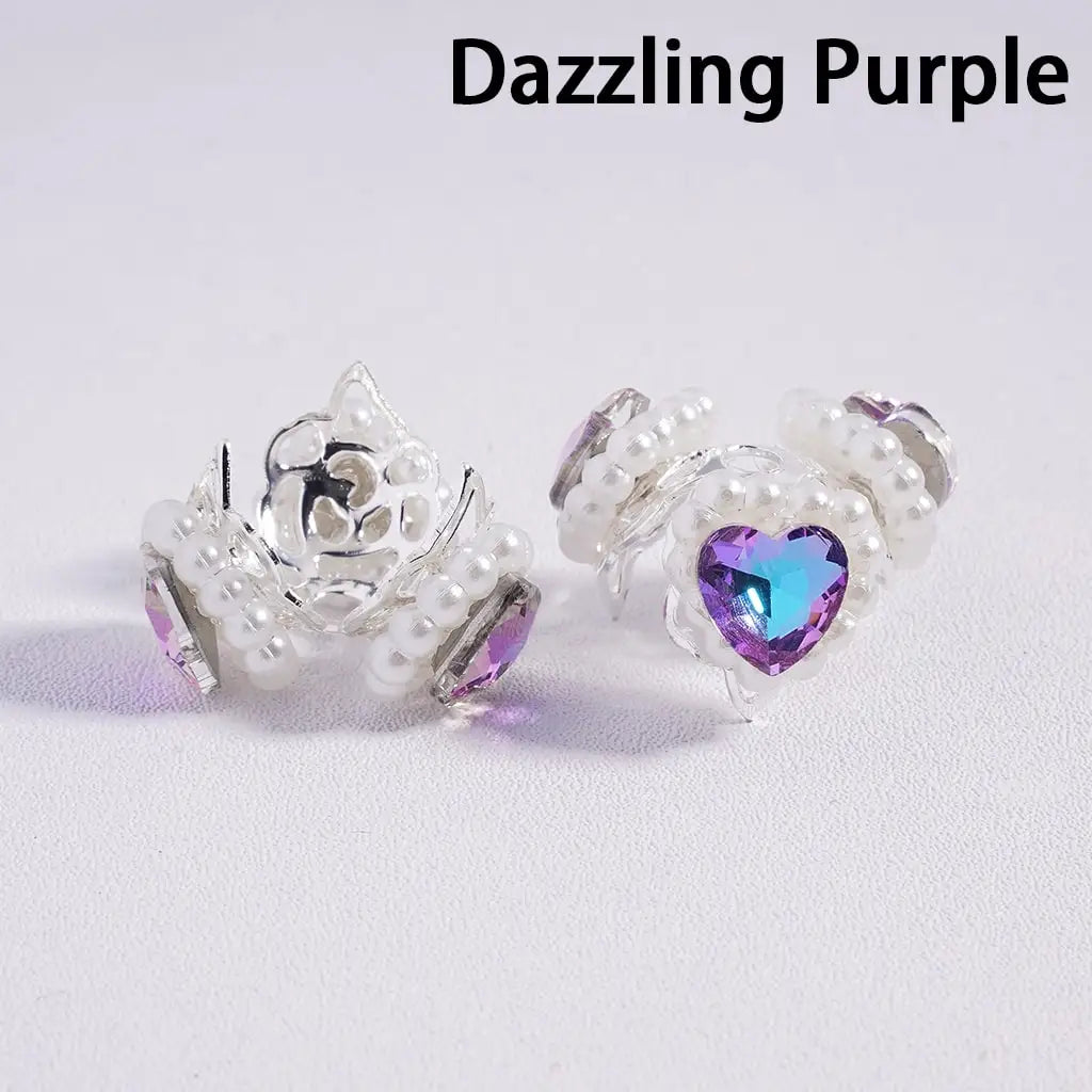 Handcrafted Silver Bead Caps Metal Bead Cages with Heart Pearl Chains for DIY Bracelet Charm Projects