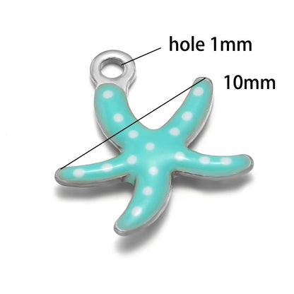 New Trendy Stainless Steel 18k Gold Plated Enamel 10mm Starfish Charm Pendant for DIY Jewelry Making Accessories Findings