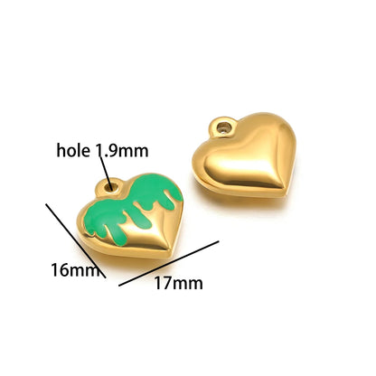 Fashion Heart Charms Stainless Steel18k Gold Plated Enamel Heart Charms Pendant for DIY Jewelry Necklace Making