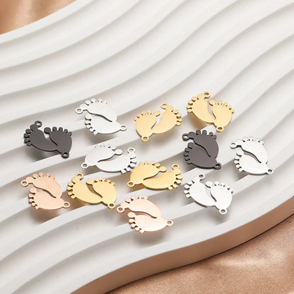Hot Selling 18K Gold Plated Stainless Steel Footprint Pendant Fashion Charm for Handmade Daily Necklace Jewelry Making