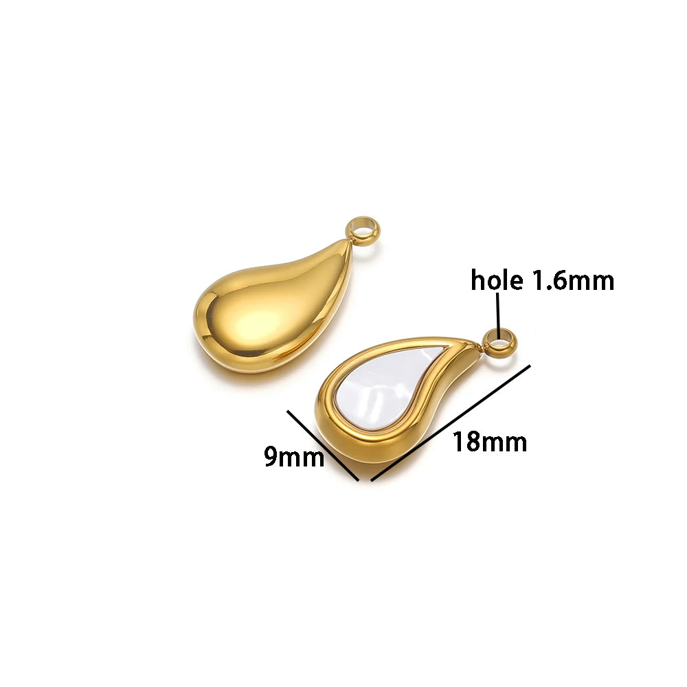 Fashion 18k Gold Plated Stainless Steel Enamel Star Moon Sector Water Drop Charm Pendant for DIY Necklace Jewelry Making