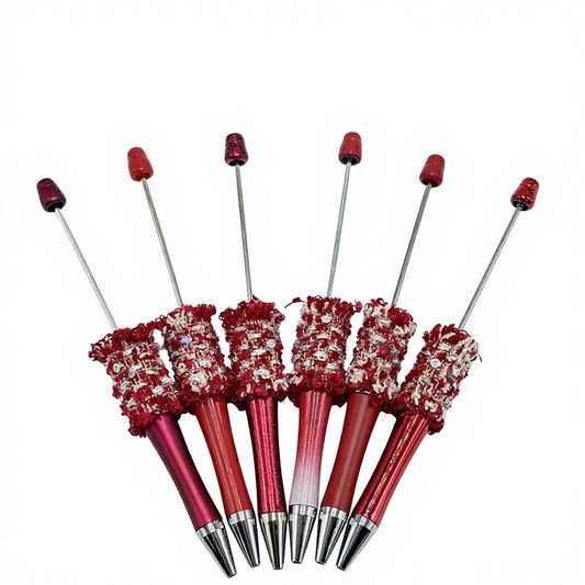 Hot Sale DIY Fabric Wrap Plastic Ballpoint Pen Red Color Shiny Flakes Portable Christmas Gift Favor