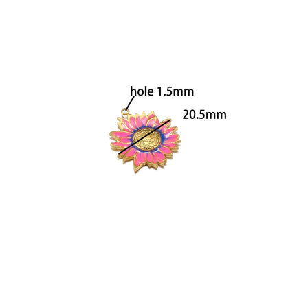 Diy Handmade Jewelry Accessories Stainless Steel 18k Gold  Enamel Sunflower Charms Pendant for Jewelry Earrings Necklace Making