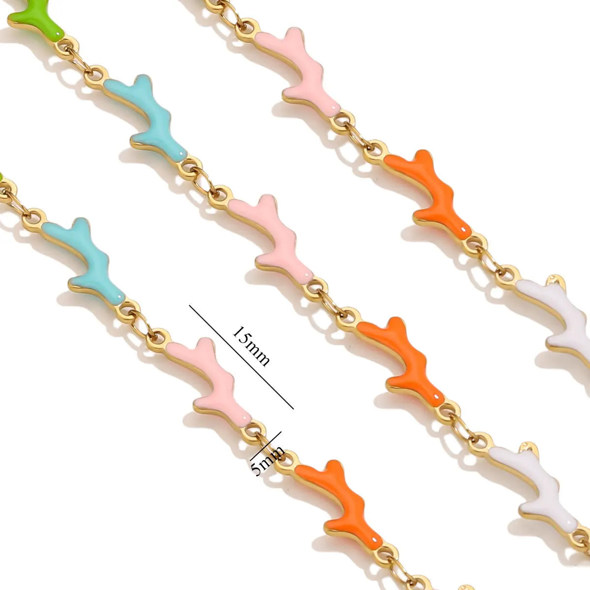 D829 Stainless Steel Ocean Series Enamel Roll Chains Starfish Octopus Fish Connector Chains DIY for Bracelet Necklace Making