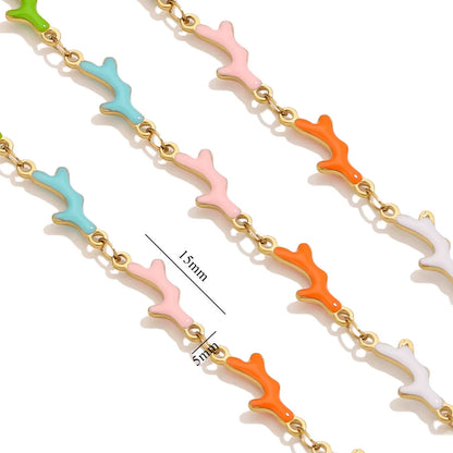 D829 Stainless Steel Ocean Series Enamel Roll Chains Starfish Octopus Fish Connector Chains DIY for Bracelet Necklace Making