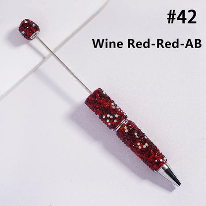 Full Rhinestone Beadable Clay Ballpoint Pens - DIY Beaded Plastic Pen for School Office Gift