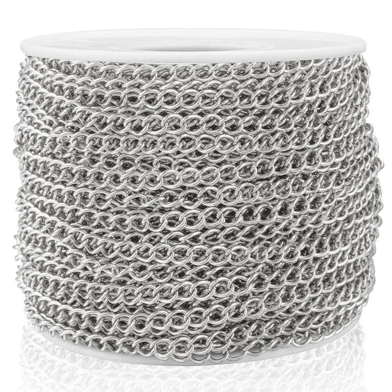 E753 Permanent Jewelry Chain Cross  Bulk Stainless Steel Chains PVD Gold Silver Extension Chains for Luxury Making