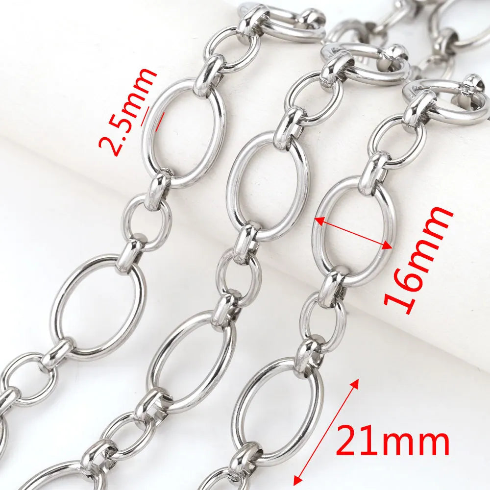A1517 High Quality Multi Stainless Steel Chain Oval Necklace Bracelet Bulk Chain for Jewelry Making Diy