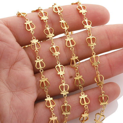 D010 Chunky Crown Chain Stainless Steel Hypoallergenic Charm Rosary Bulk Chains for Fashion Jewelry