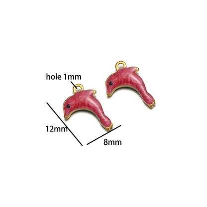 New Arrival 18k Gold Plated Stainless Steel Cartoon Dolphin Shaped Charm Pendant for Necklace Jewelry Making