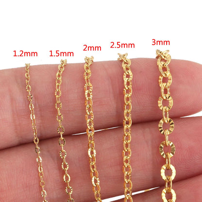 E184 Fashion Silver Gold Plated Chain Waterproof Stainless Steel Roller Link Chains for Jewelry Custom