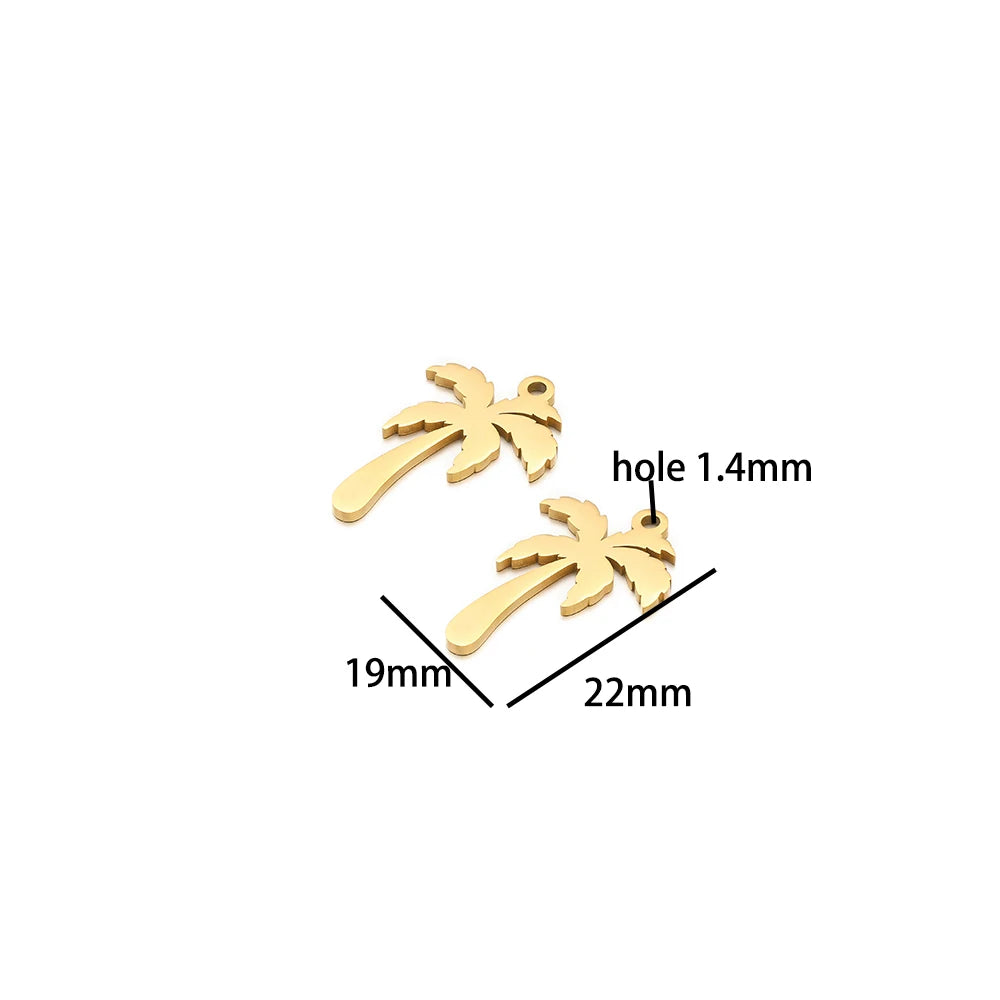 Ocean Series Stainless Steel 18k Gold Plated Starfish Sea Turtle Sea Horse Coconut Tree Charm Pendant for Jewelry Making