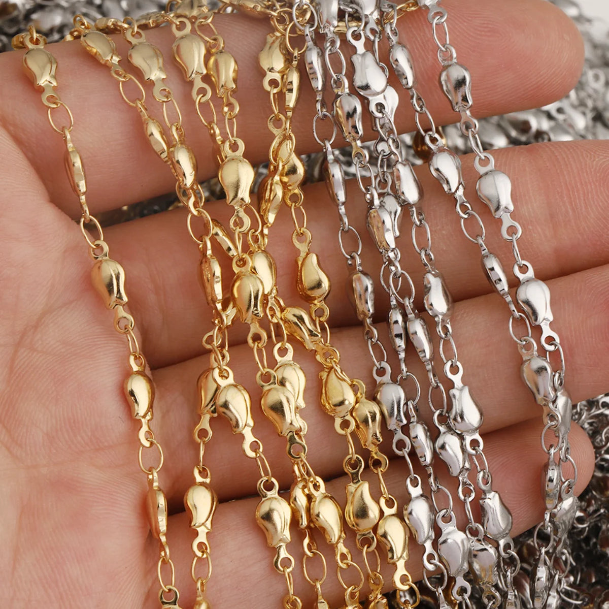 D327 Fashion Non Tarnish Vacuum Plated Stainless Steel Chain 18k Gold Silver Plated Bulk Chain for Necklace Bracelet Diy