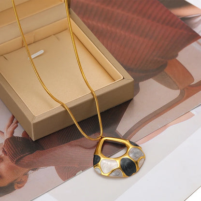 Elegant Design Gold Plated Stainless Steel Oil Painting Hollow Water Droplet Charm Pendant for Jewelry Necklace Earrings Making