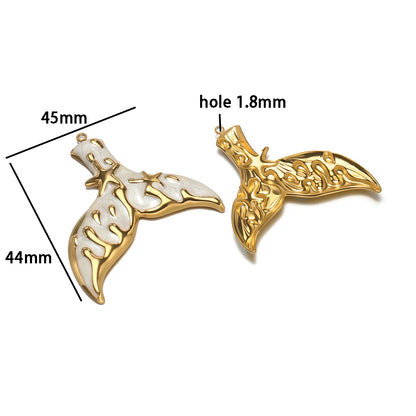 Fashion Whale Charm 18k Gold Plated Stainless Steel Enamel Mermaid Tail Zircon Pendant for DIY Necklace Jewelry Making