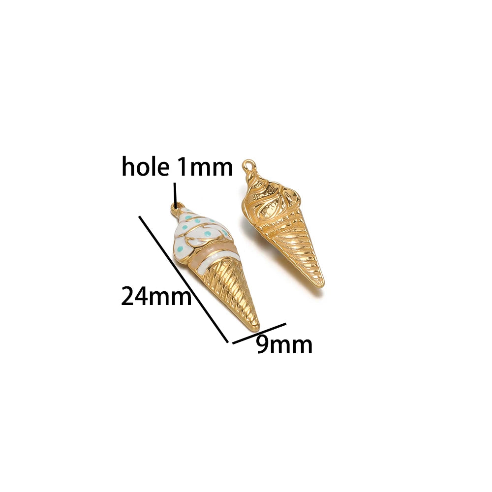 Wholesale 18k Gold Plated Stainless Steel Enamel Ladybird Insect Apple Strawberry Mushroom Charm Pendant for Jewelry Making