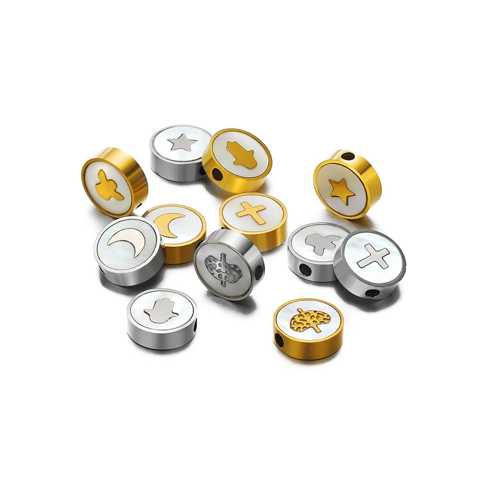 High Quality 18k Gold Plated Stainless Steel 9mm Round Enamel Bead Charms Pendant for Women Jewelry Necklace Earrings Making