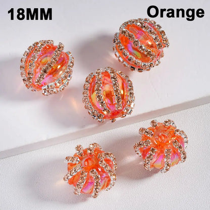 Multi-Color Translucent Acrylic Beads with UV Coating and Shiny Rhinestone Chains 18MM