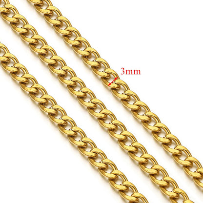 D378 Chunky Twisted Cuban Chain Chocker Gold Silver Black Gun Plated Stainless Steel Snake Rope Chain Jewelry for Men