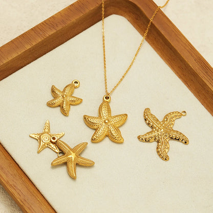 Ocean Style Sea Star Charm Stainless Steel 18K Gold Plated Starfish Charm Pendant for Jewelry Earring Necklace Making