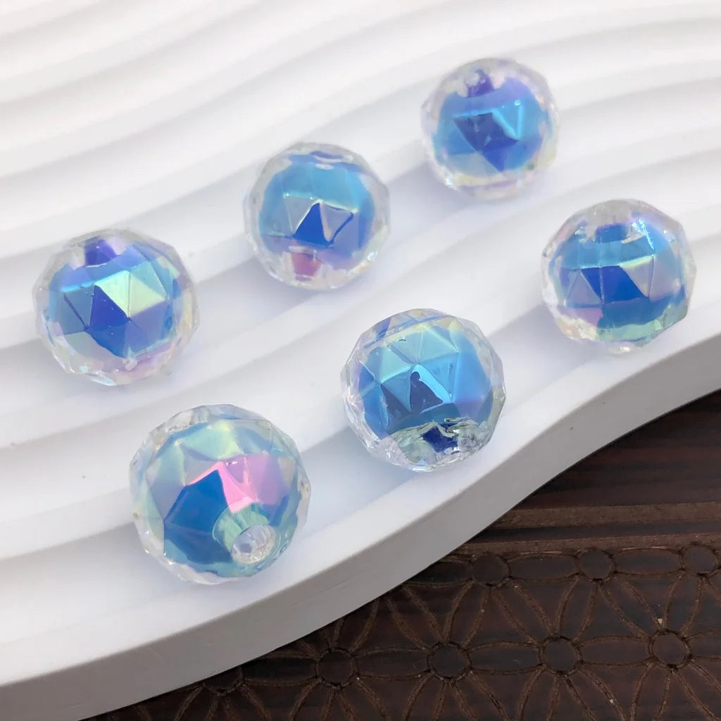 100pcs 16mm Rainbow Candy Globe Acrylic Bead Transparent Bead in Bead Round Loose Beads for DIY Jewelry Craft