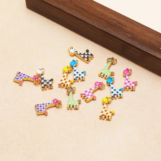 High Quality 18K Gold Plated Stainless Steel Enamel Giraffe Shape Pendant for Necklace and Earrings Jewelry Making