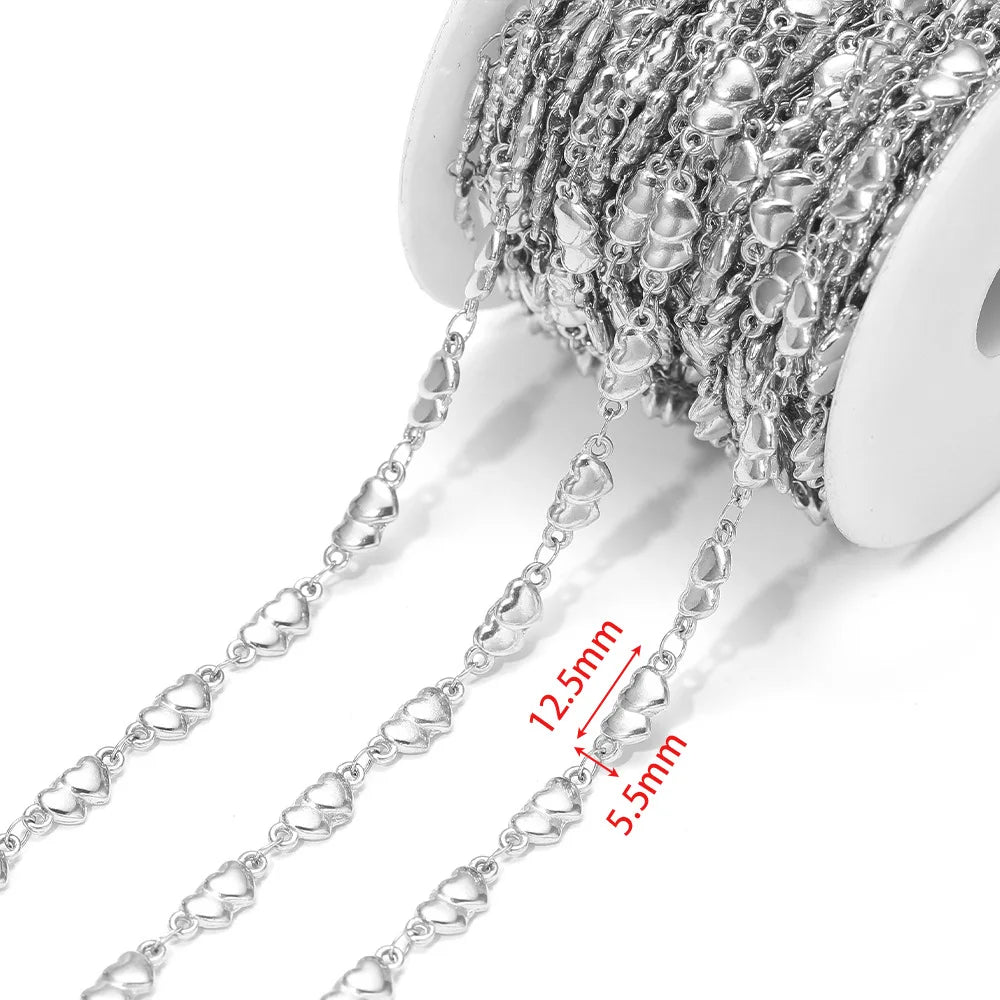 D864 Waterproof Stainless Steel Chain Heart cat Paw Shape Bulk Link Roll Chain for Necklace Bracelet Diy