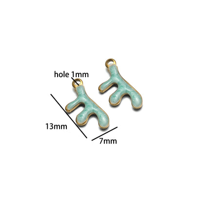 Waterproof 18k Gold Plated Stainless Steel Enamel Coral Charm Pendant for Diy Necklace Jewelry Making Accessories