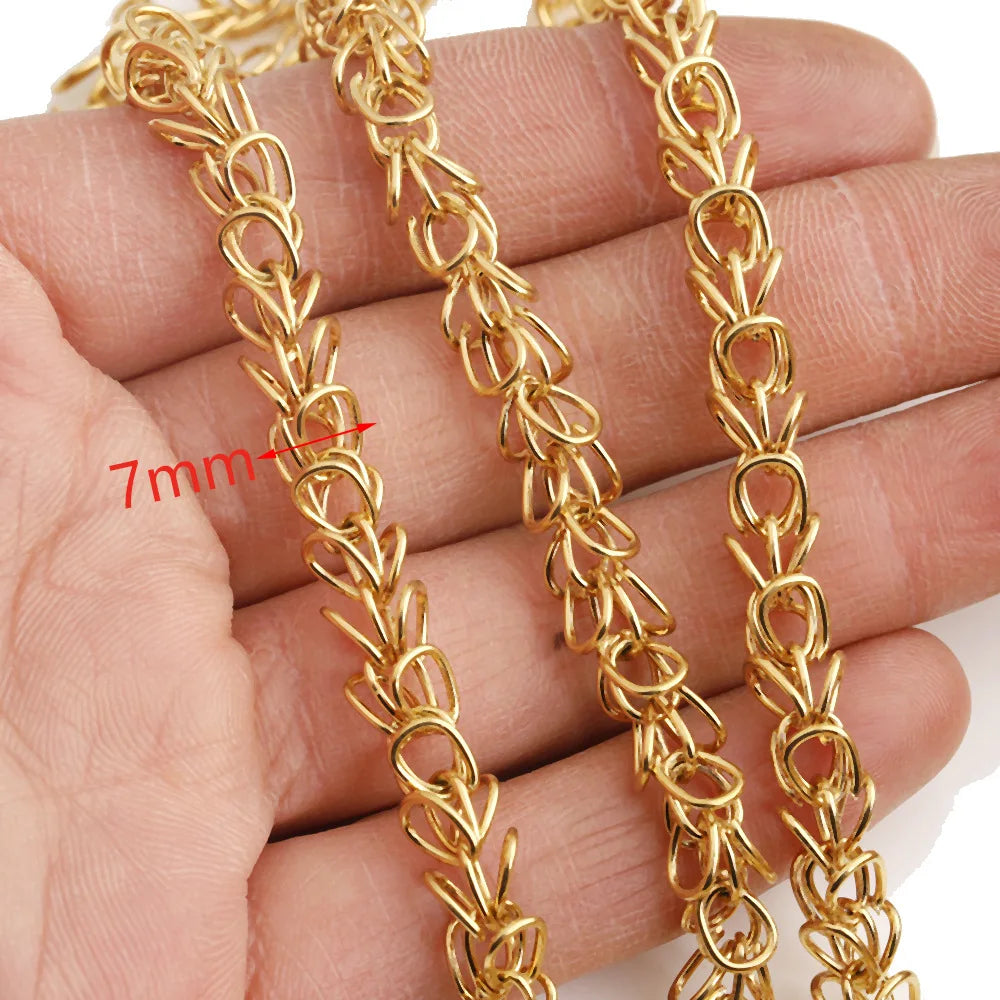 F056 7mm Heavy Thick Twisted Chunky Link Chains Hip Hop Bouquet Rope Necklace Bracelet Stainless Steel Chains for Men