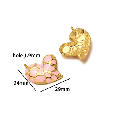 Bohemian Style 18k Gold Plated Stainless Steel Colorful Enamel Heart Charm Pendant for DIY Necklace Jewelry Making