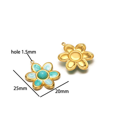 Exquisite Pendant 18k Gold Plated Stainless Steel Colorful Enamel Flower Charm Pendant for Necklace Jewelry Making Accessories