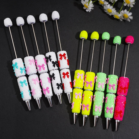 Bows with Full Diamond-studded Beads Pen DIY Creative Multi-color Wearable Beads Gift for Valentine's Day Series Holiday Pen