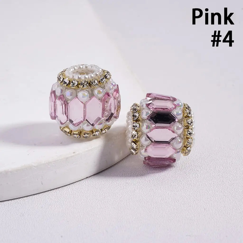 Round Acrylic Plastic Lucite Rhinestone Beads with White Pearl Clear Chains for Pen Keychain Making