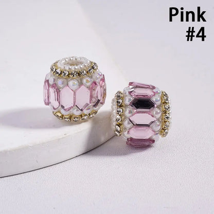Round Acrylic Plastic Lucite Rhinestone Beads with White Pearl Clear Chains for Pen Keychain Making