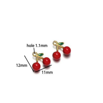 Colorful Fruits Pendant 18k Gold Plated Stainless Steel Strawberry Bananas Cherry Mushroom Charm Pendant for DIY Jewelry Making