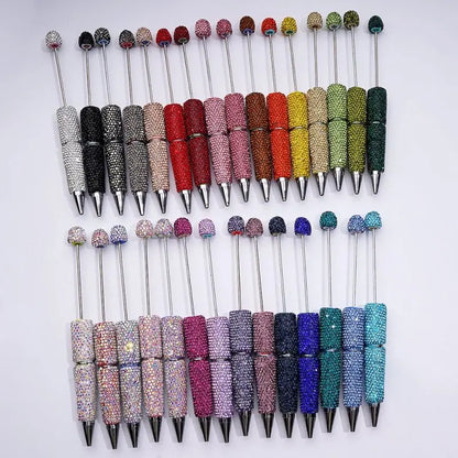 Full Rhinestone Beadable Clay Ballpoint Pens - DIY Beaded Plastic Pen for School Office Gift