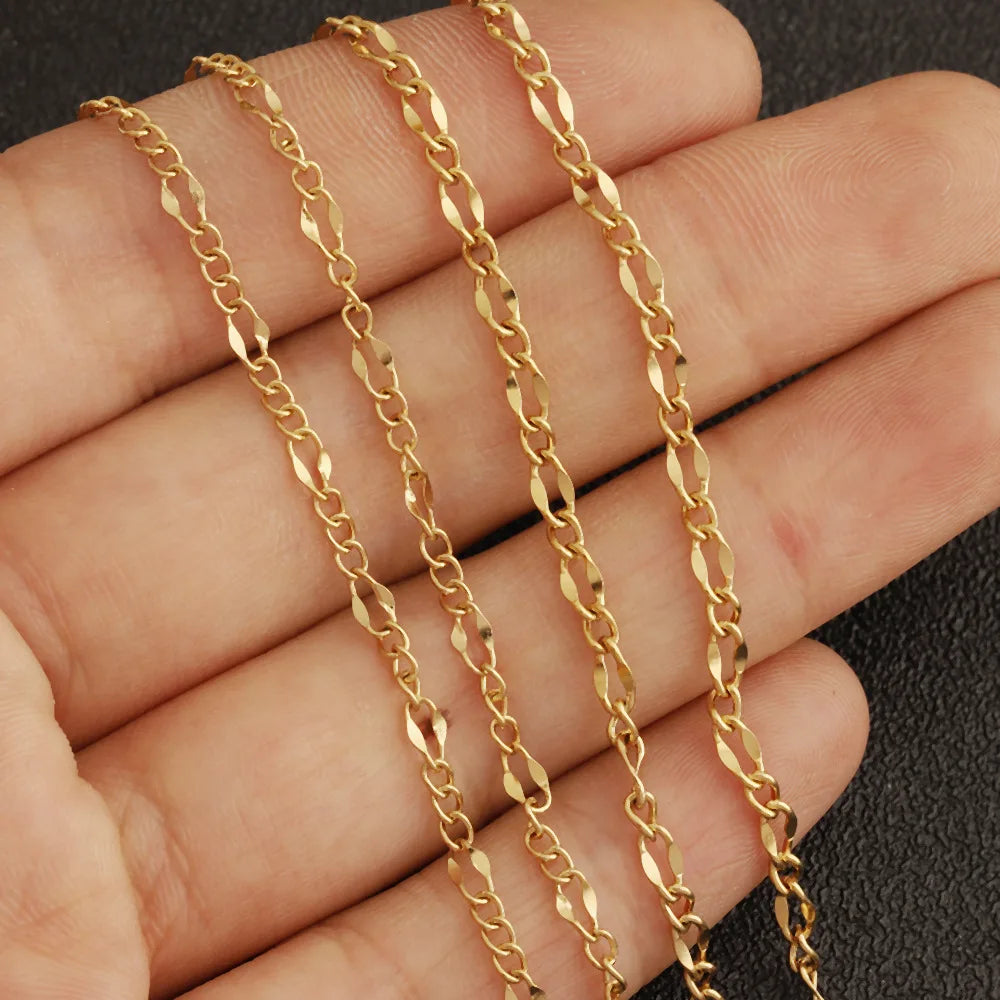 D953 Hot Waterproof Stainless Steel Chain 18k PVD Gold Plated Figaro Chain for Necklace Bracelet Making Diy