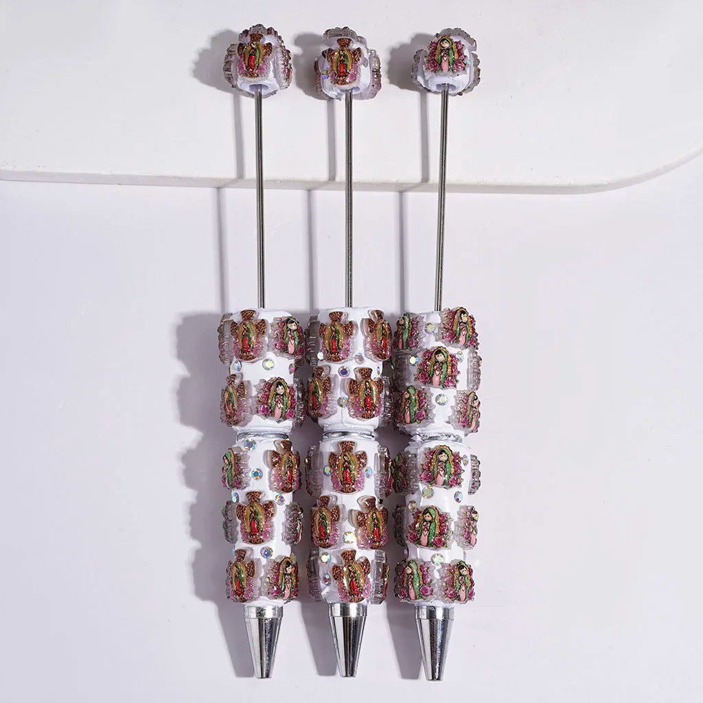 Religious Figure Polymer Clay Beadable Pen Rhinestone Studded Ballpoint Pen for Journal Party Favor Wholesale Craft Gift Pen