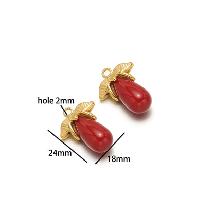 Fashion 18k Gold Plated Stainless Steel Enamel Spider Shell Pearl Pepper Charm Pendant for DIY Handmade Necklace Jewelry Making