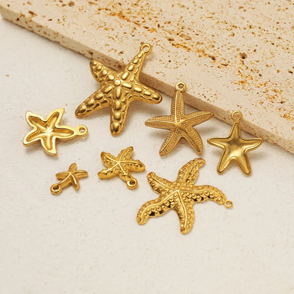 Ocean Style Sea Star Charm Stainless Steel 18K Gold Plated Starfish Charm Pendant for Jewelry Earring Necklace Making