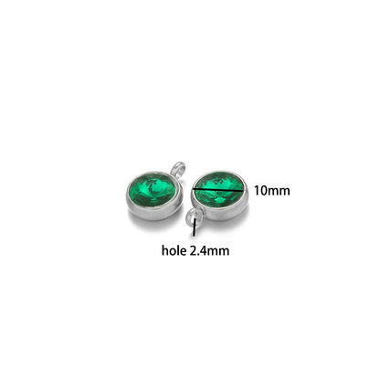 1bag 18K Gold Plated 304 Stainless Steel 10mm Round Crystal Zircon Charm Pendant for Necklace Earrings Making Accessories