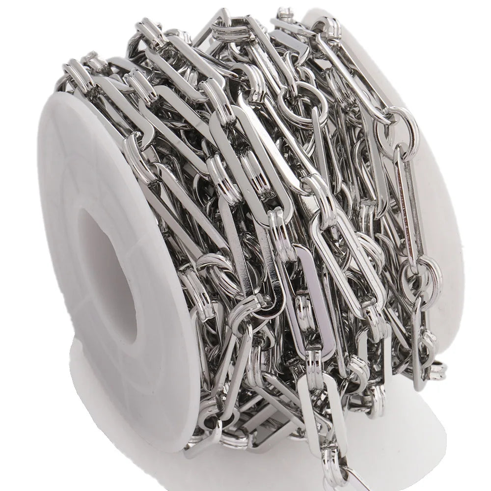 No Fade Embossing Paper Clip Chain Waterproof Stainless Steel Chain Jewelry Chain for Bracelet Necklace