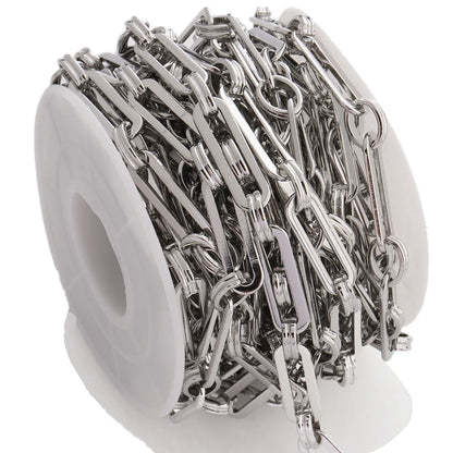 No Fade Embossing Paper Clip Chain Waterproof Stainless Steel Chain Jewelry Chain for Bracelet Necklace