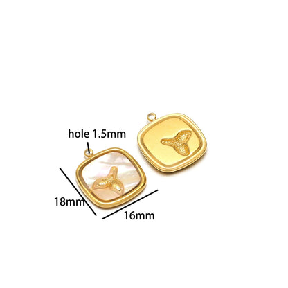 Stainless Steel 18k Gold Plated Enamel Heart Starfish butterfly Shell Zircon Charm Pendant for Jewelry Necklace Making