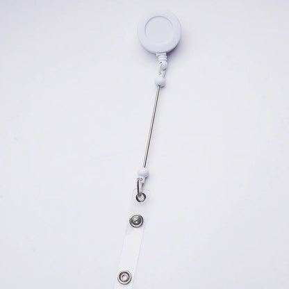 Creative Beaded Retractable Back Badge Holder Reels with Rotating Crocodile Clip & Keychain Bar