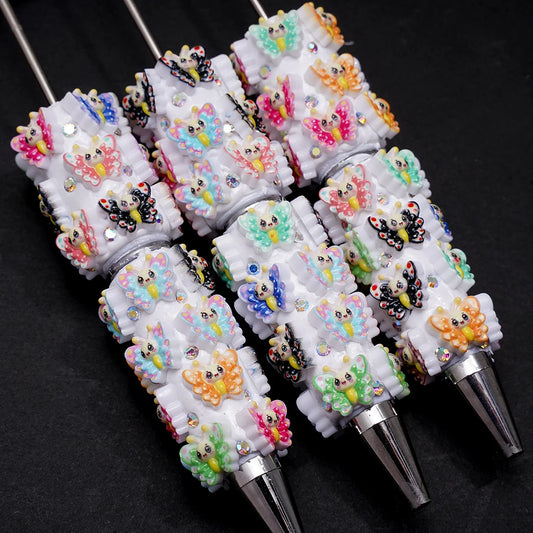 Anthropomorphic Cartoon Butterfly Clay Pen with Rhinestones | Fruit-Flavored Ice Cream Candy Clay Pen with Rhinestones