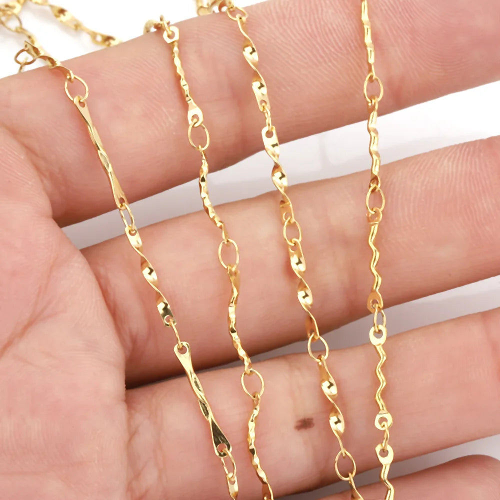 B4790 Waterproof Stainless Steel Chain 18k Gold Pressed Chain Bulk Chain for Jewelry