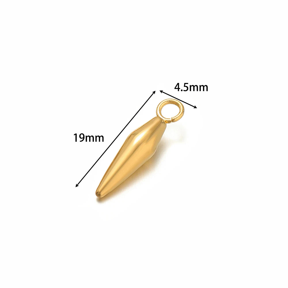 Gold Plated Stainless Steel Small Pointed Cone Weld 3.5mm Hole Charm for  Jewelry Necklace Making