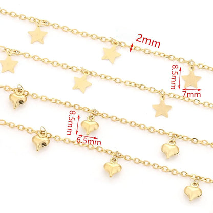 E224 Fashion Gold Plated Chain Waterproof Stainless Steel Star Charm Chains for Jewelry Custom Diy