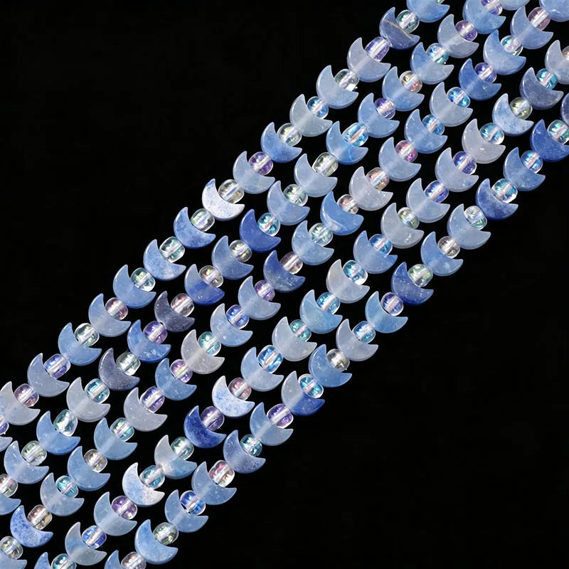 Wholesale Flat Moon Shaped Quartz Gemstone Beads, Amethyst Lapis Lauzli 4x6mm 5x8mm Stone Beads for DIY Jewelry Making, 38CM